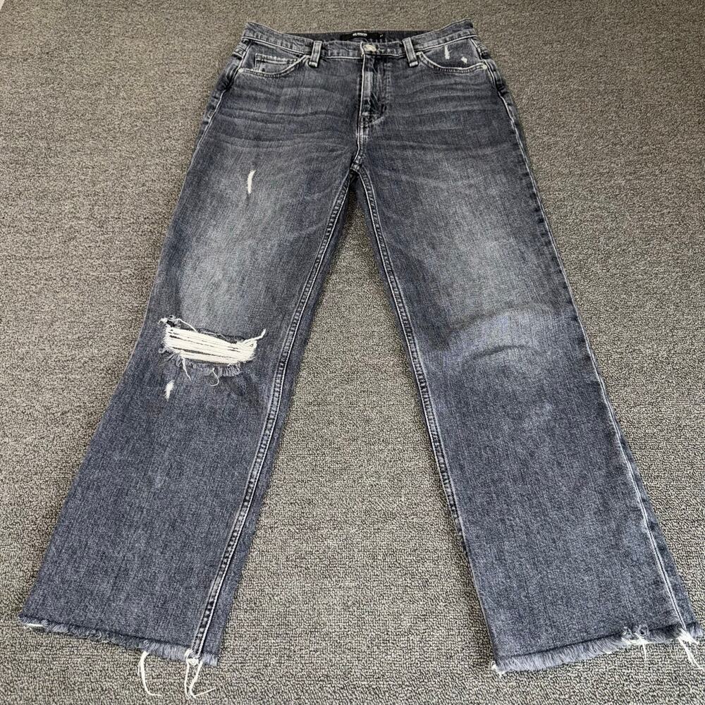 HUDSON Jeans Remi Straight Crop‎ Women's 27 Black Denim Boho Casual Distressed